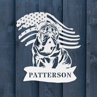 Custom English Bulldog Metal Name Sign – Patriotic American Flag Home Décor - BullyBellyMetal Sign