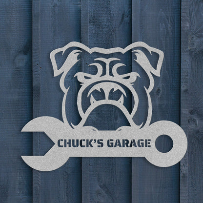 Custom Garage Metal Wall Sign silver