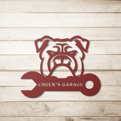 Custom Garage Metal Wall Sign red