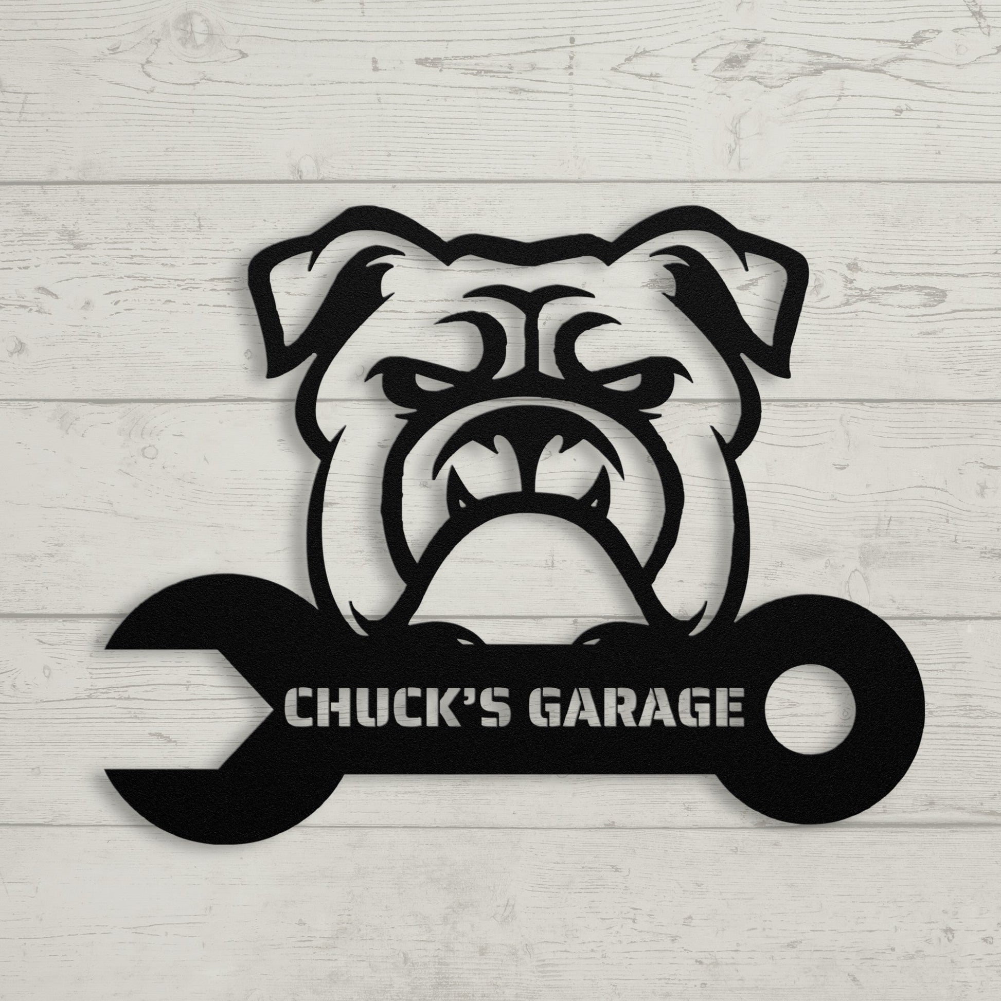 Custom Garage Metal Wall Sign black