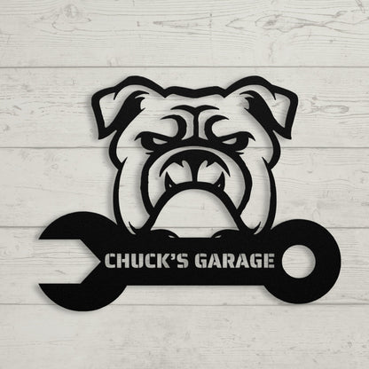 Custom Garage Metal Wall Sign black