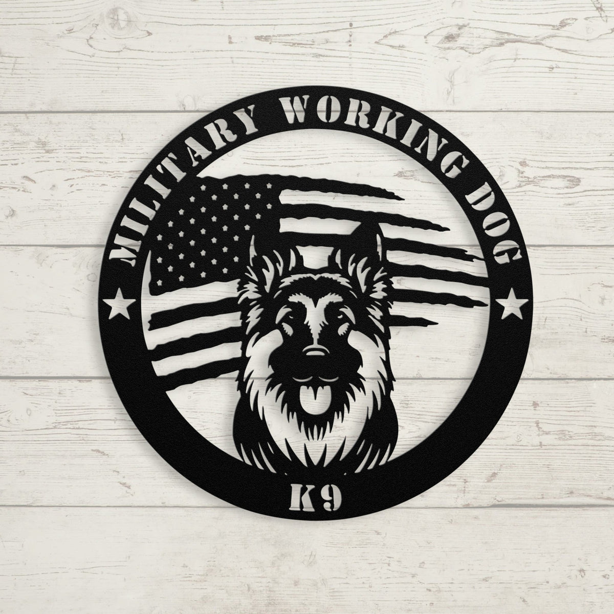 Custom German Shepherd Flag Metal Sign: A Tribute to K9 Handlers - BullyBellyMetal Sign