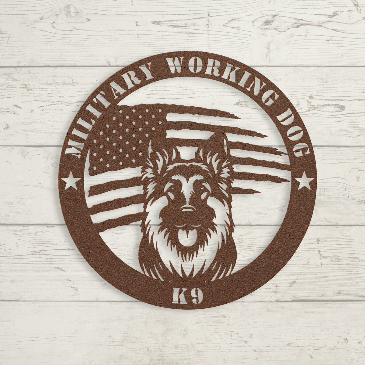 Custom German Shepherd Flag Metal Sign: A Tribute to K9 Handlers - BullyBellyMetal Sign