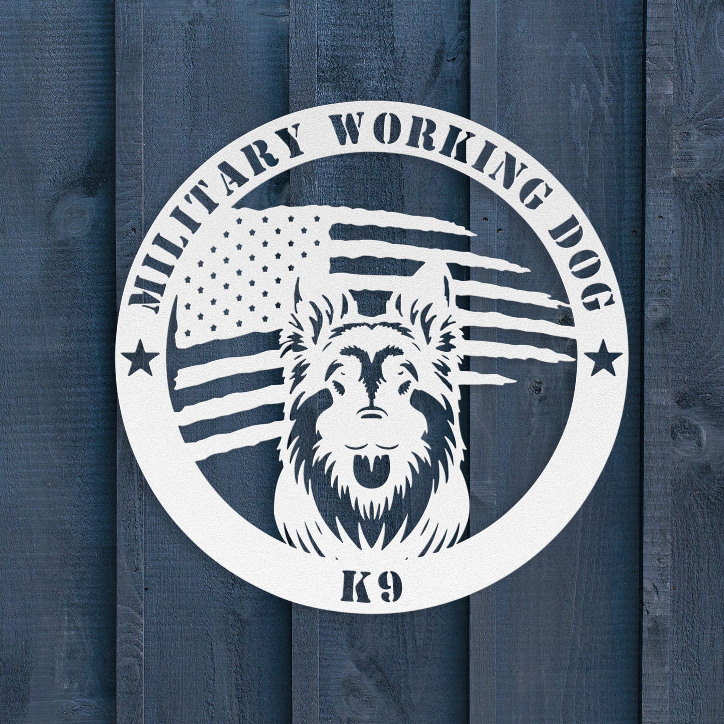 Custom German Shepherd Flag Sign: A Tribute to K9 Handlers - BullyBellyMetal Sign