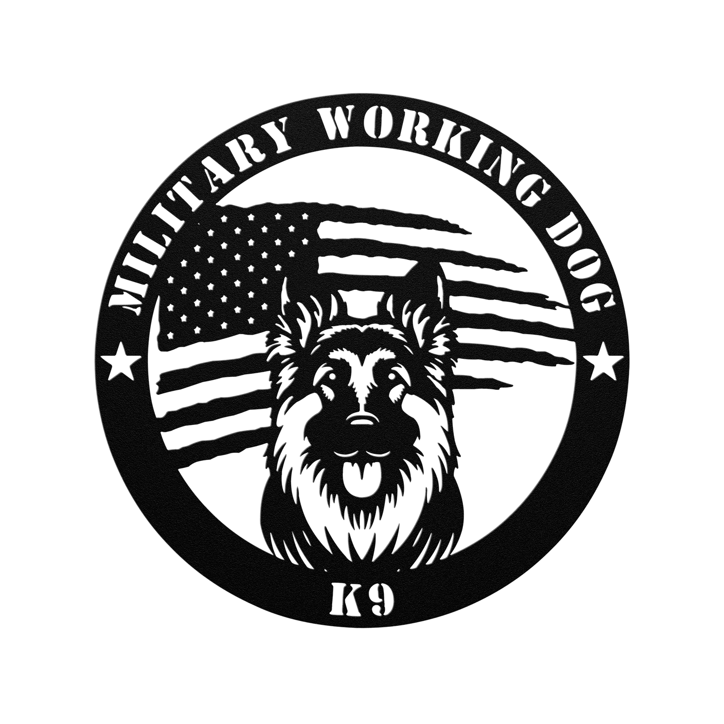 Custom German Shepherd Flag Sign: A Tribute to K9 Handlers - BullyBellyMetal Sign