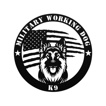 Custom German Shepherd Flag Sign: A Tribute to K9 Handlers - BullyBellyMetal Sign