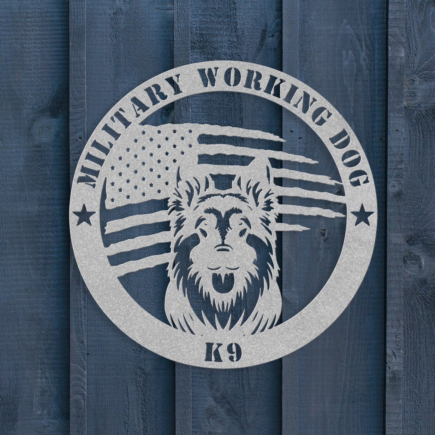 Custom German Shepherd Flag Sign: A Tribute to K9 Handlers - BullyBellyMetal Sign