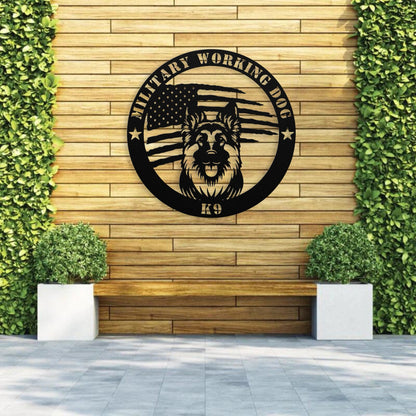 Custom German Shepherd Flag Sign: A Tribute to K9 Handlers - BullyBellyMetal Sign