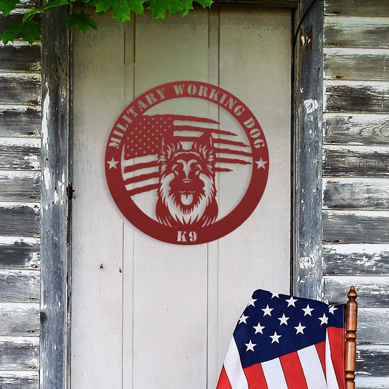 Custom German Shepherd Flag Sign: A Tribute to K9 Handlers - BullyBellyPatriotic