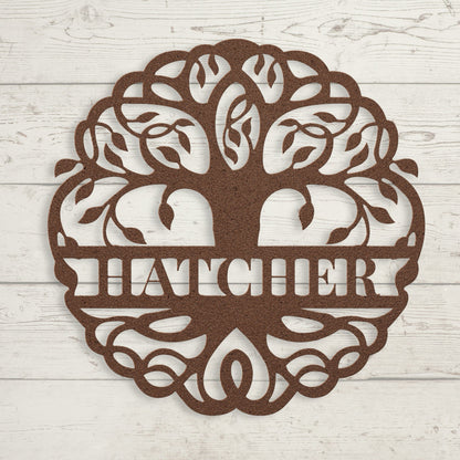 Custom Tree of Life Family Name Metal Sign - BullyBellyMetal Sign