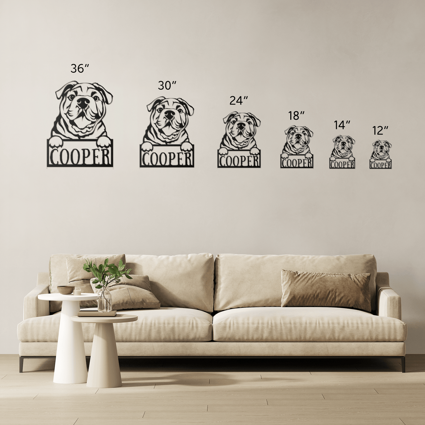 Cute Bulldog Metal Name Sign - BullyBellyMetal Sign