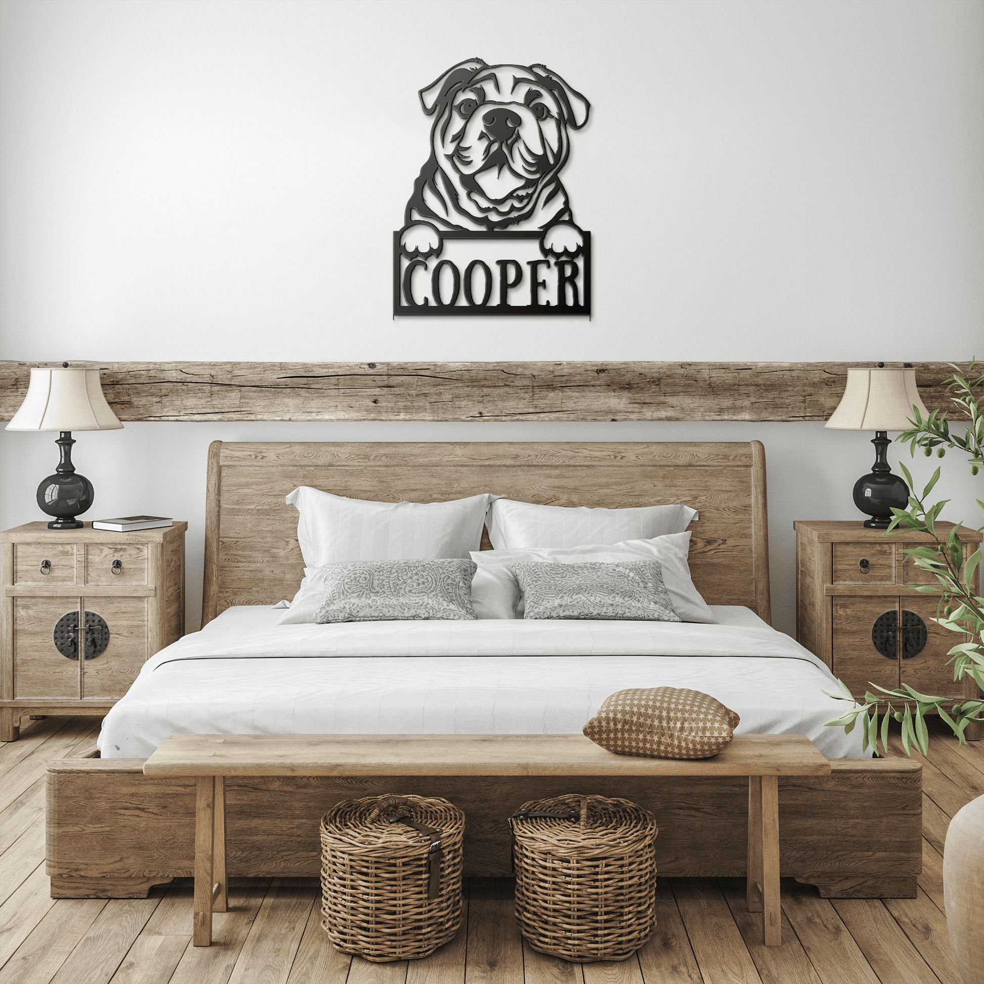 Cute Bulldog Metal Name Sign - BullyBellyMetal Sign