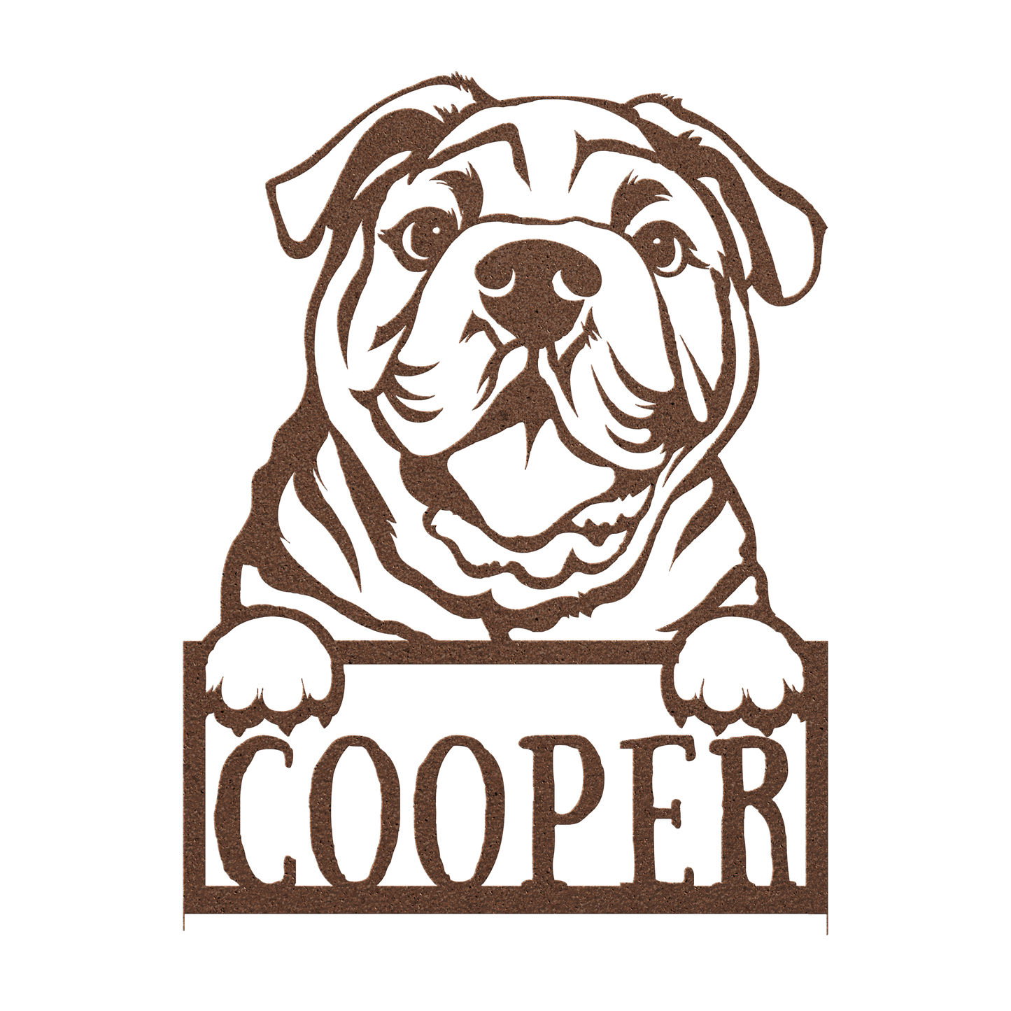 Cute Bulldog Metal Name Sign - BullyBellyMetal Sign