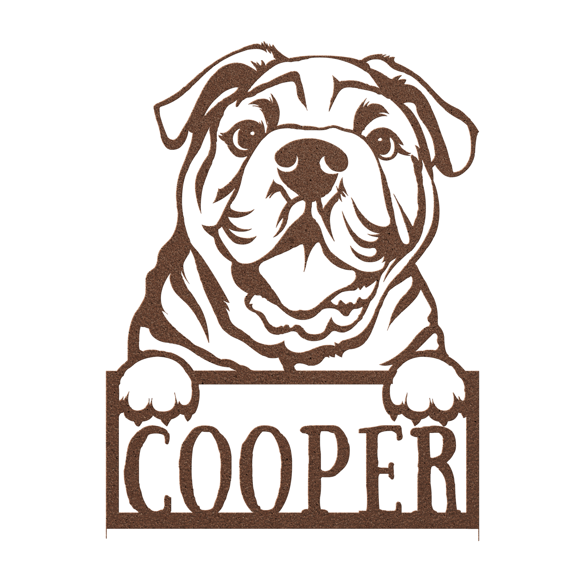 Cute Bulldog Metal Name Sign - BullyBellyMetal Sign