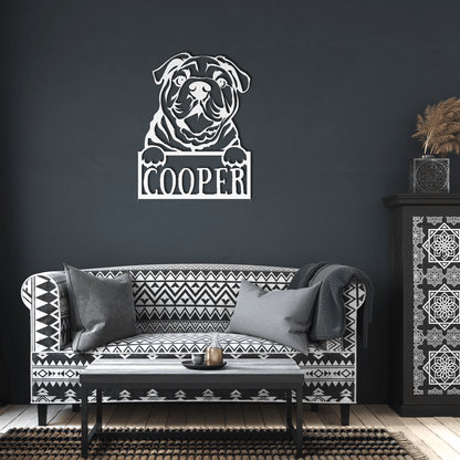 Cute Bulldog Metal Name Sign - BullyBellyMetal Sign