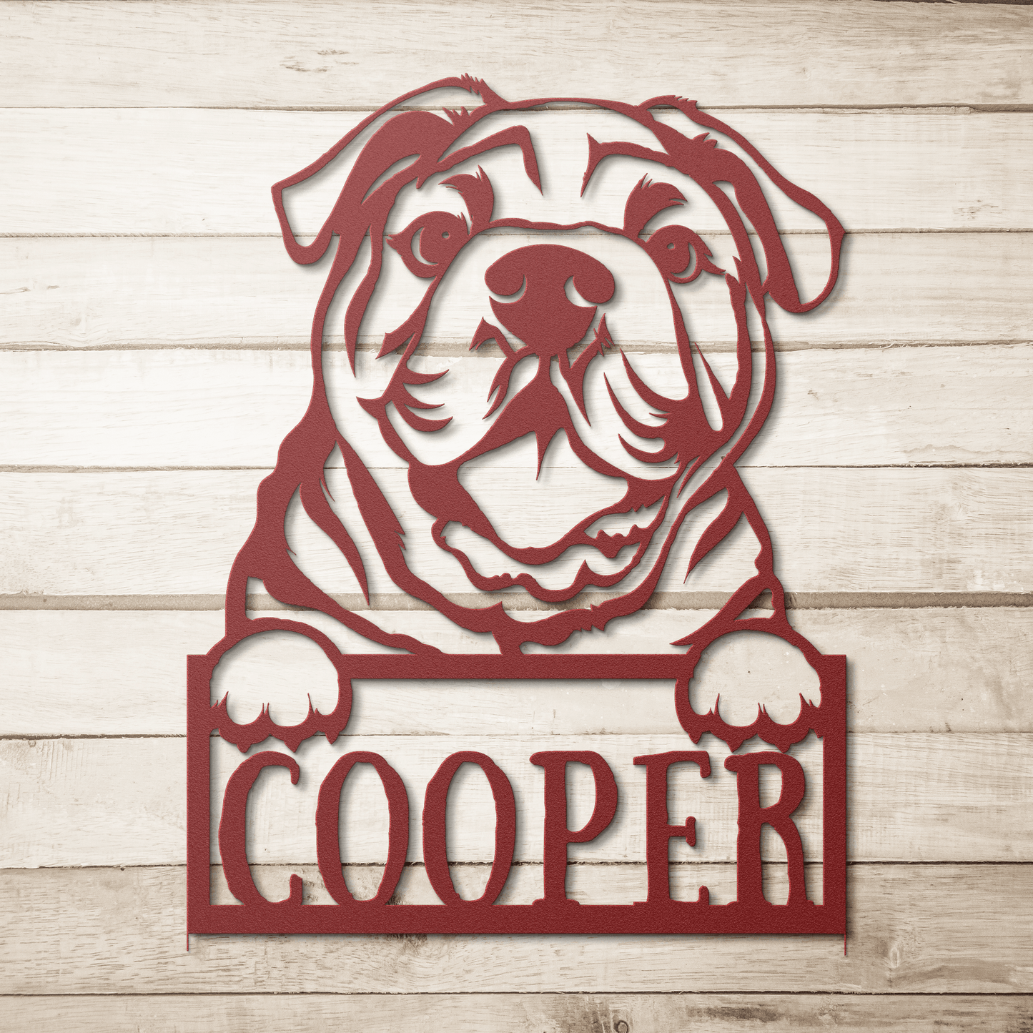 Cute Bulldog Metal Name Sign - BullyBellyMetal Sign