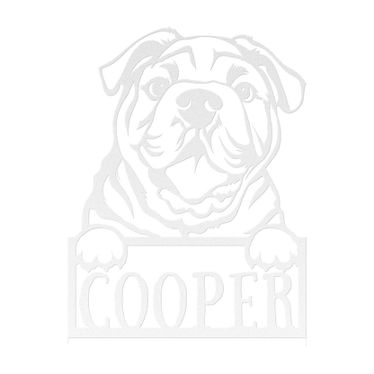 Cute Bulldog Metal Name Sign - BullyBellyMetal Sign
