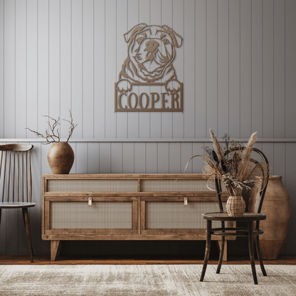 Cute Bulldog Metal Name Sign - BullyBellyMetal Sign