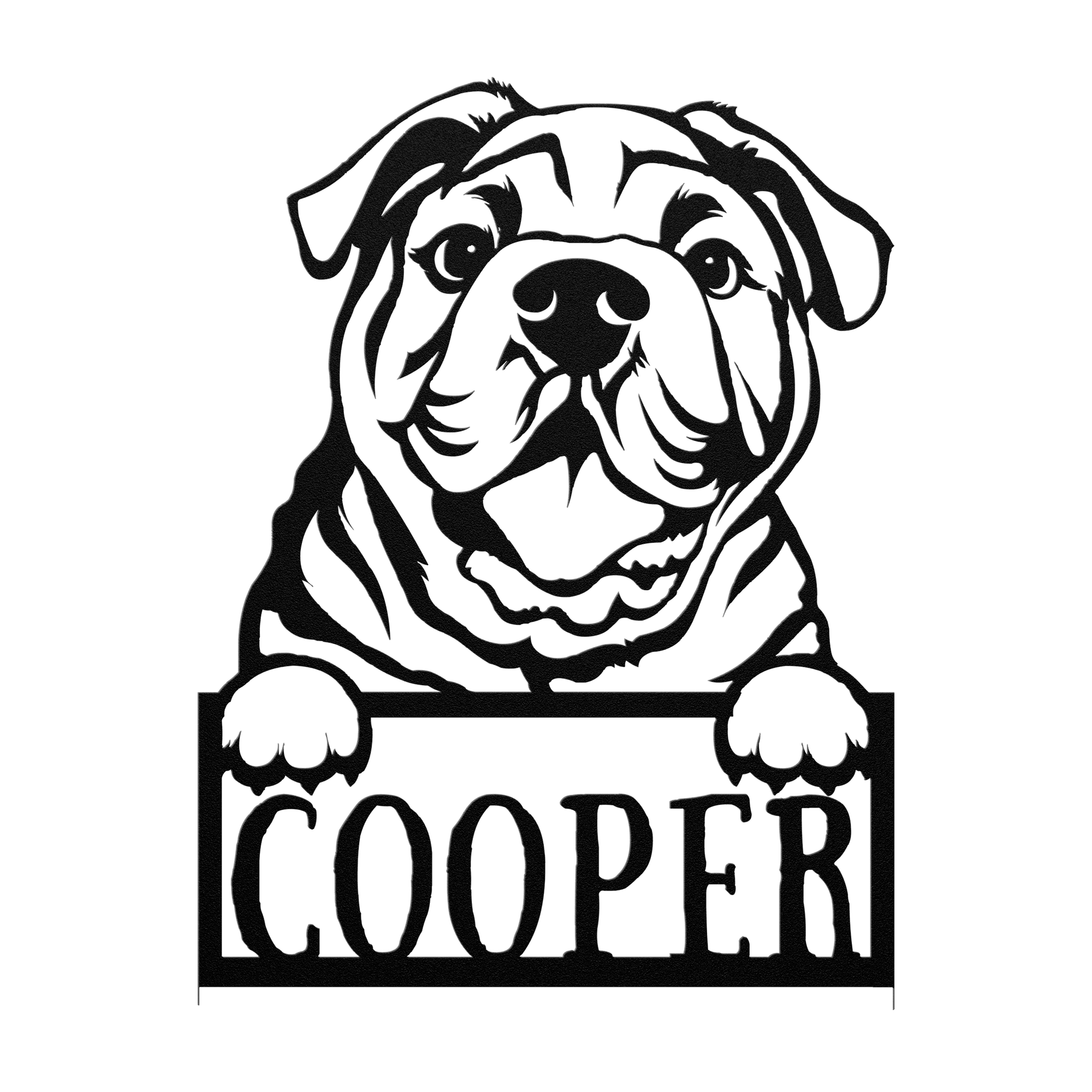 Cute Bulldog Metal Name Sign - BullyBellyMetal Sign