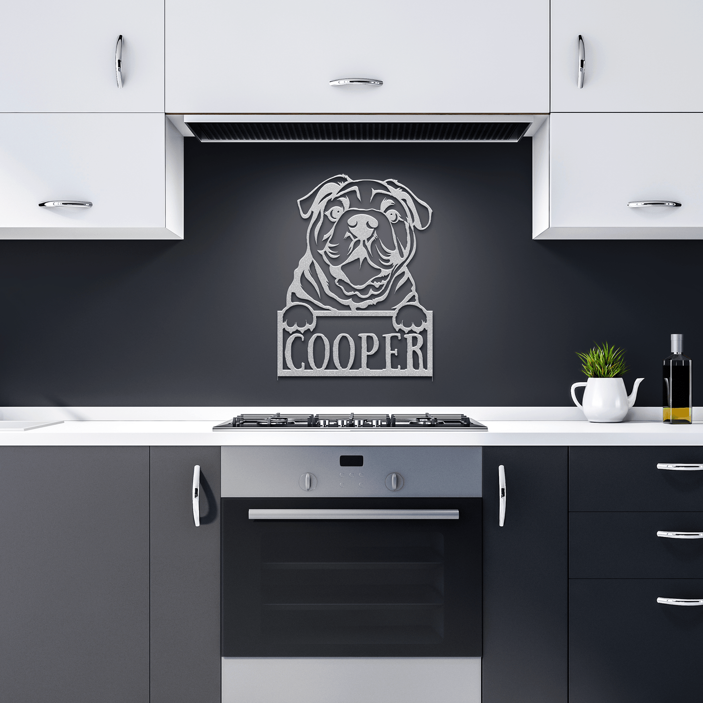 Cute Bulldog Metal Name Sign - BullyBellyMetal Sign