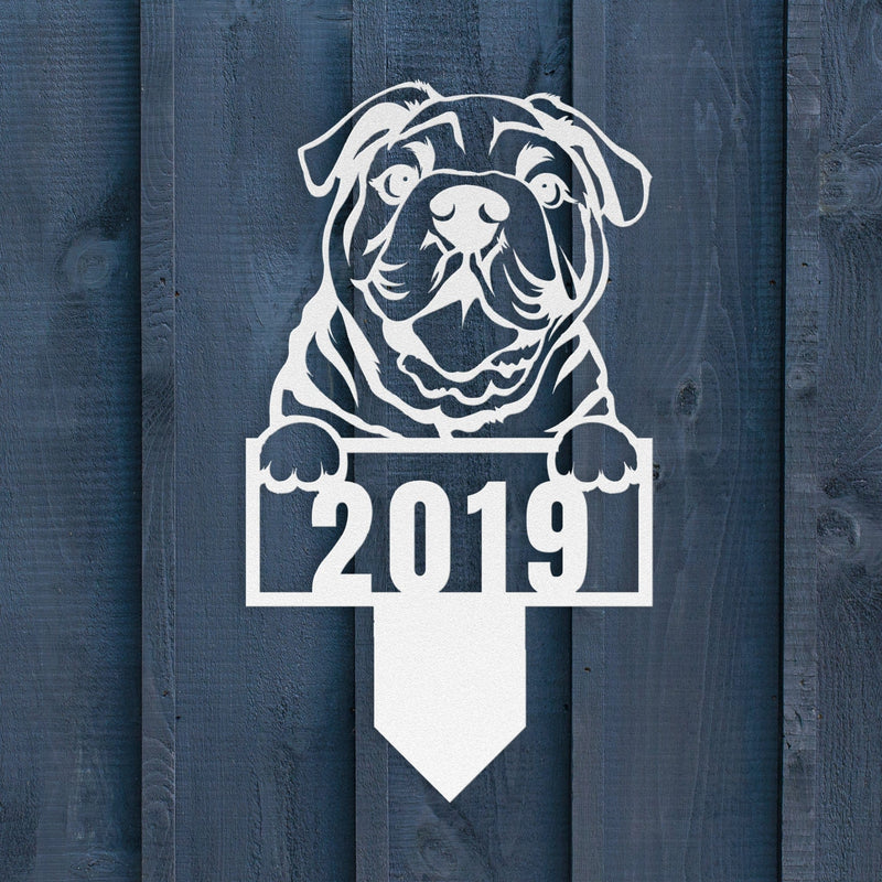 Cute English Bulldog Metal Lawn Sign - BullyBellyLawn Art