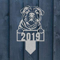 Cute English Bulldog Metal Lawn Sign - BullyBellyLawn Art