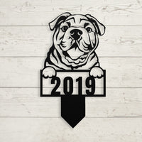 Cute English Bulldog Metal Lawn Sign - BullyBellyLawn Art