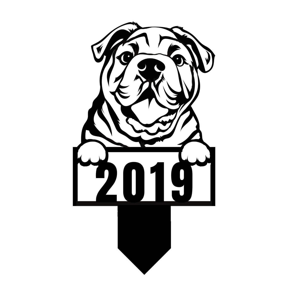 Cute English Bulldog Metal Lawn Sign - BullyBellyMetal Lawn Sign - English Bulldog Number