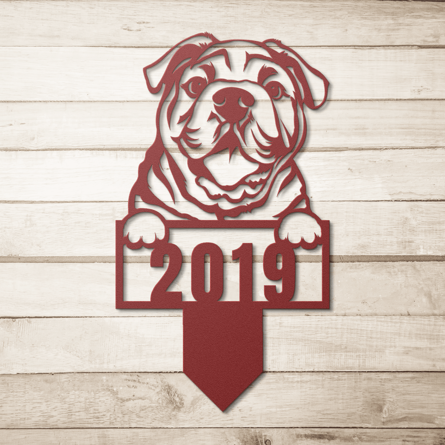 Cute English Bulldog Metal Lawn Sign - BullyBellyMetal Sign