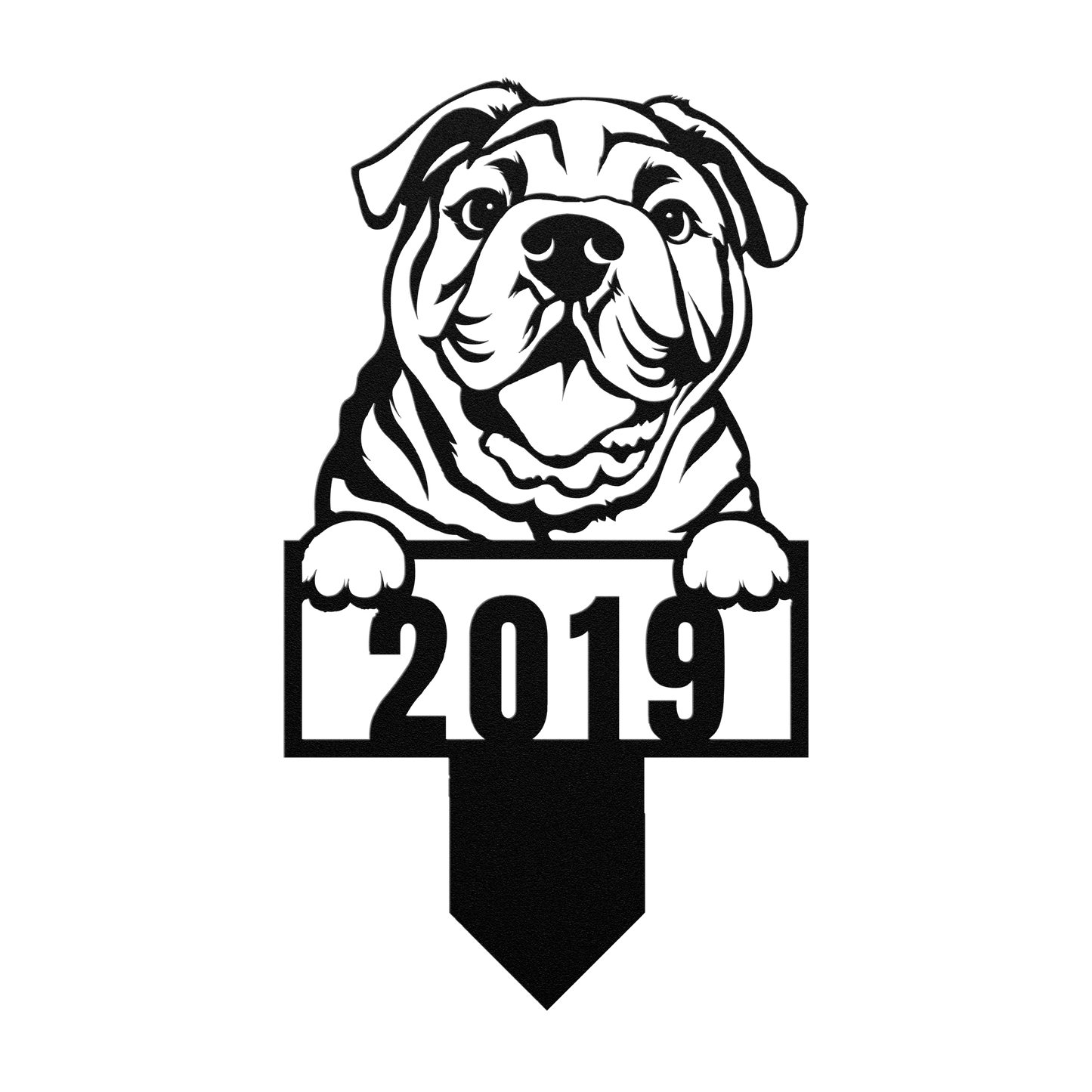 Cute English Bulldog Metal Lawn Sign - BullyBellyMetal Sign