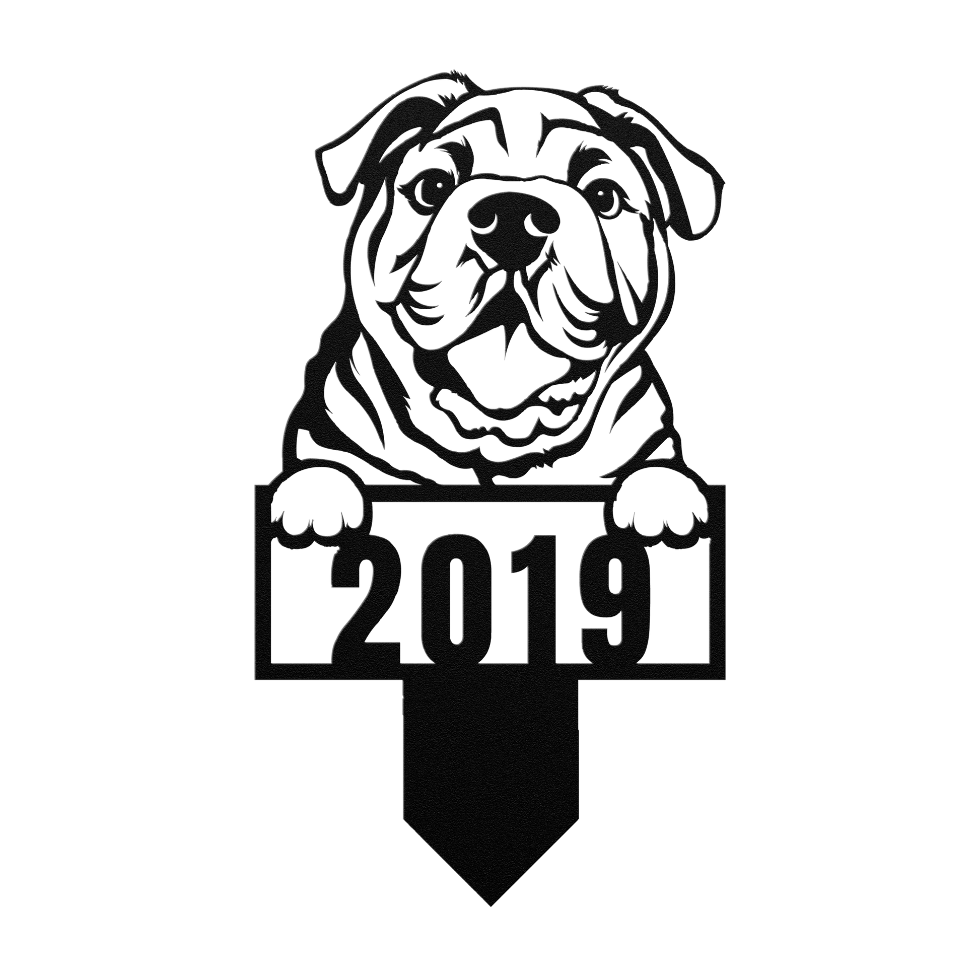 Cute English Bulldog Metal Lawn Sign - BullyBellyMetal Sign