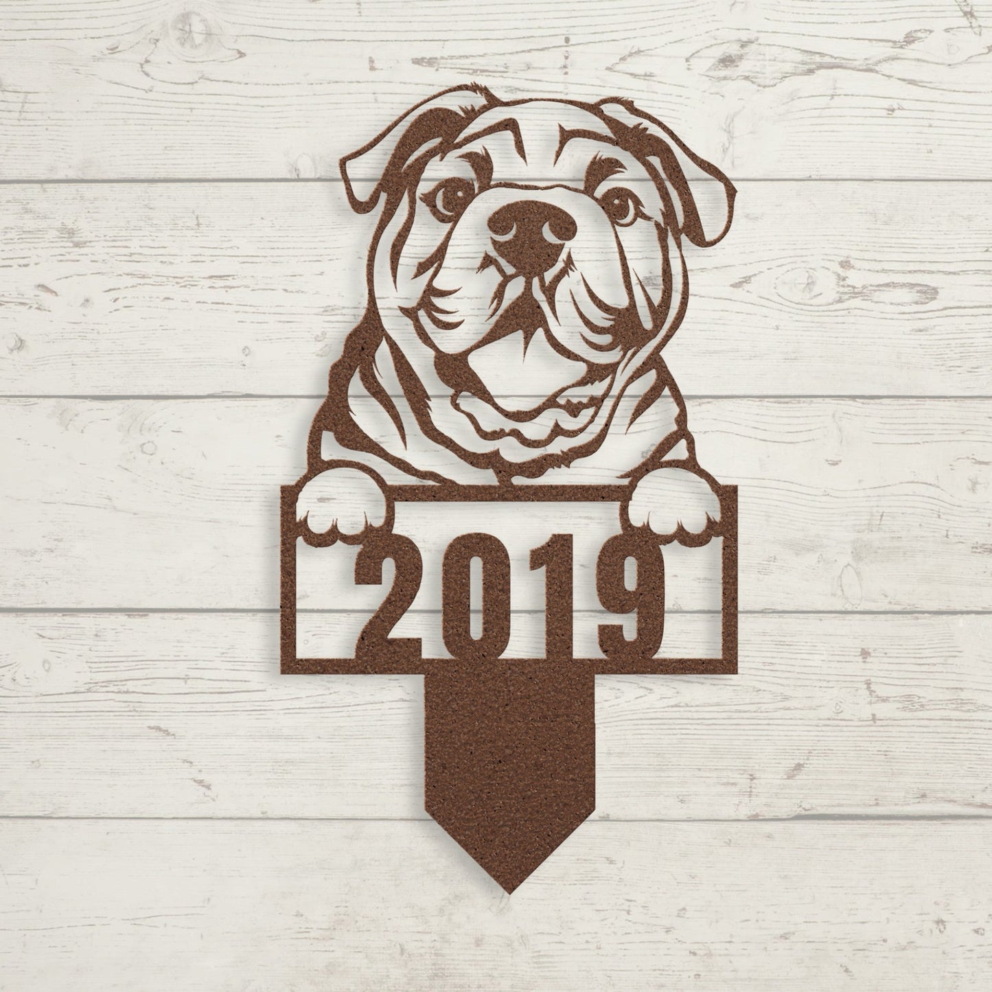 Cute English Bulldog Metal Lawn Sign - BullyBellyMetal Sign
