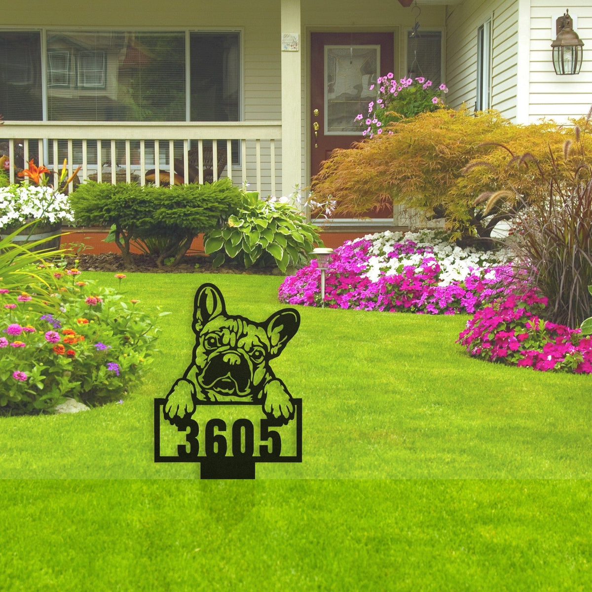 Cute French Bulldog Metal Lawn Sign - BullyBellyLawn Art