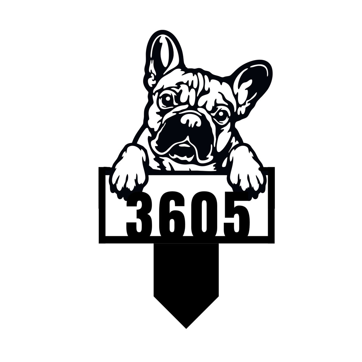 Cute French Bulldog Metal Lawn Sign - BullyBellyMetal Lawn Art - French Bulldog Number