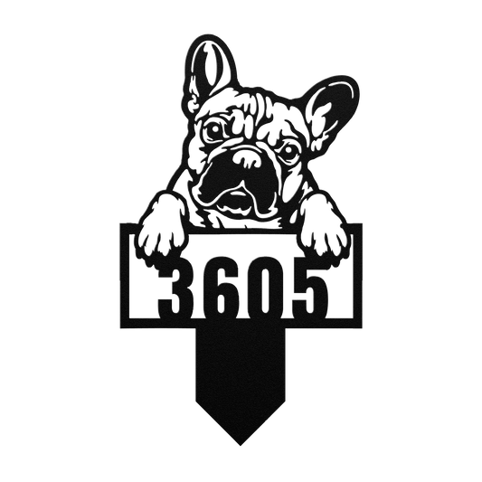 Cute French Bulldog Metal Lawn Sign - BullyBellyMetal Sign