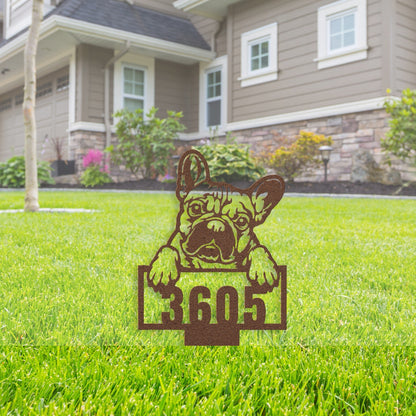 Cute French Bulldog Metal Lawn Sign - BullyBellyMetal Sign