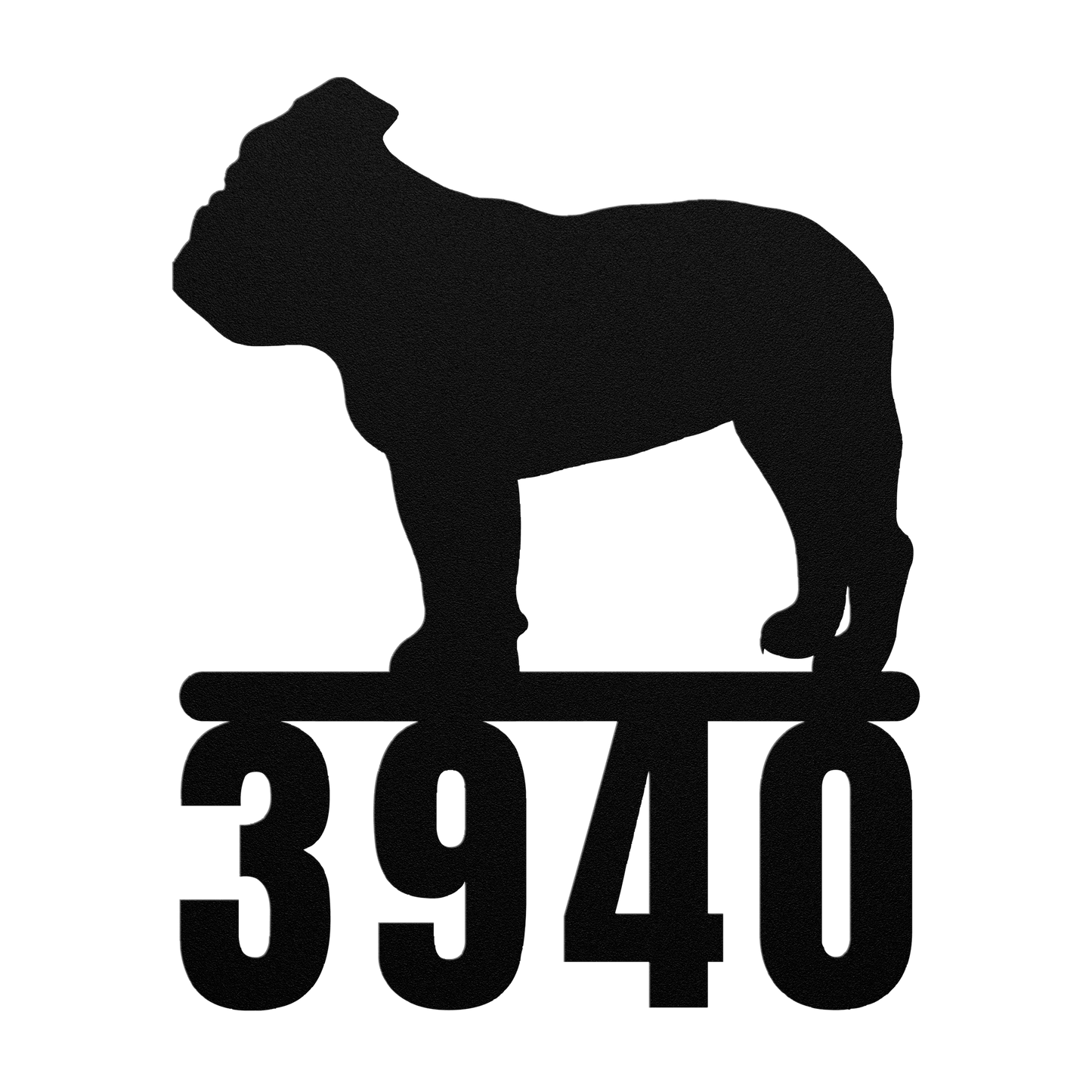 Destination English Bulldog Home Metal House Number Sign