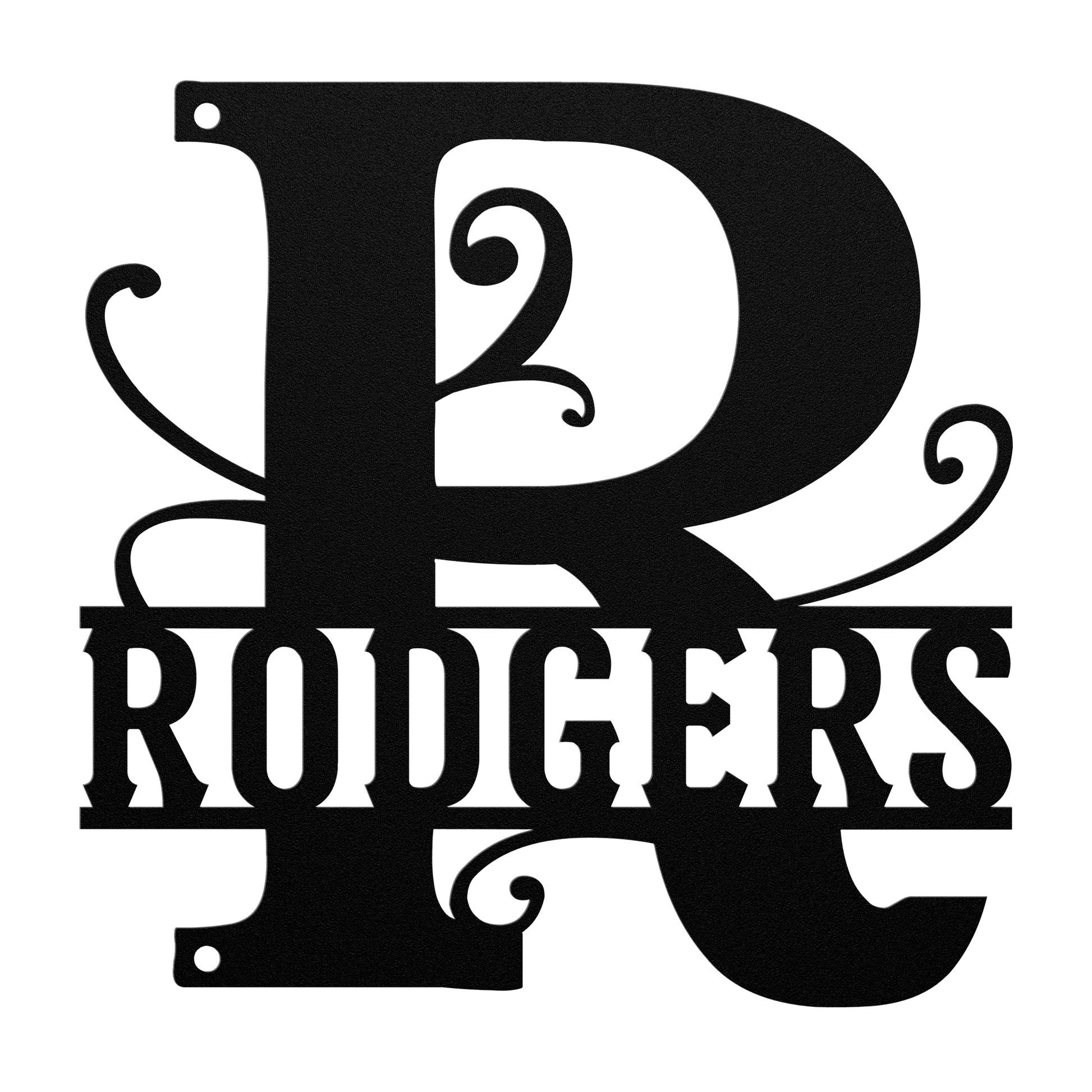 Elegant Split Letter Monogram Metal Sign – Personalized Family Name Wall Art for Front Door & Porch Décor - BullyBellyMetal Sign