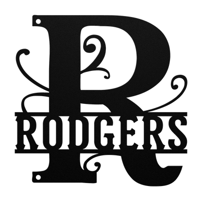 Elegant Split Letter Monogram Metal Sign – Personalized Family Name Wall Art for Front Door & Porch Décor - BullyBellyMetal Sign