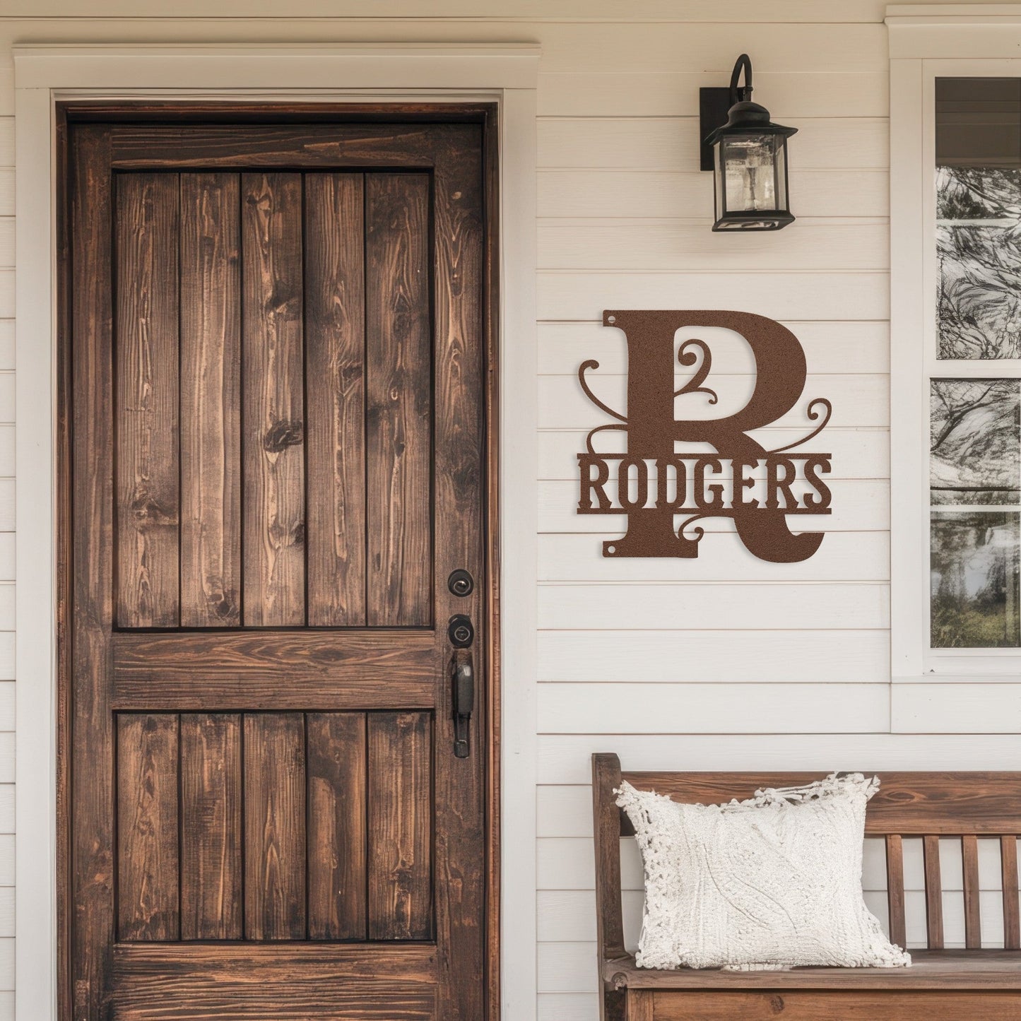 Elegant Split Letter Monogram Metal Sign – Personalized Family Name Wall Art for Front Door & Porch Décor - BullyBellyMetal Sign