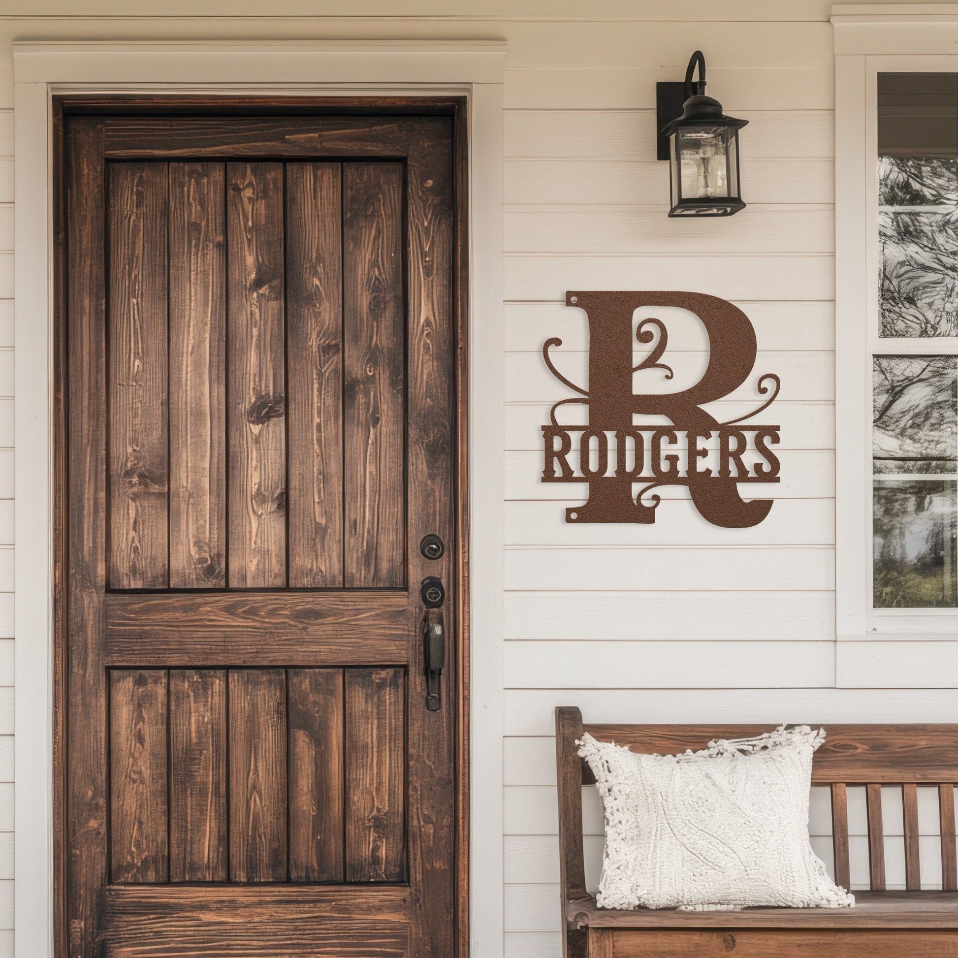 Elegant Split Letter Monogram Metal Sign – Personalized Family Name Wall Art for Front Door & Porch Décor - BullyBellyMetal Sign