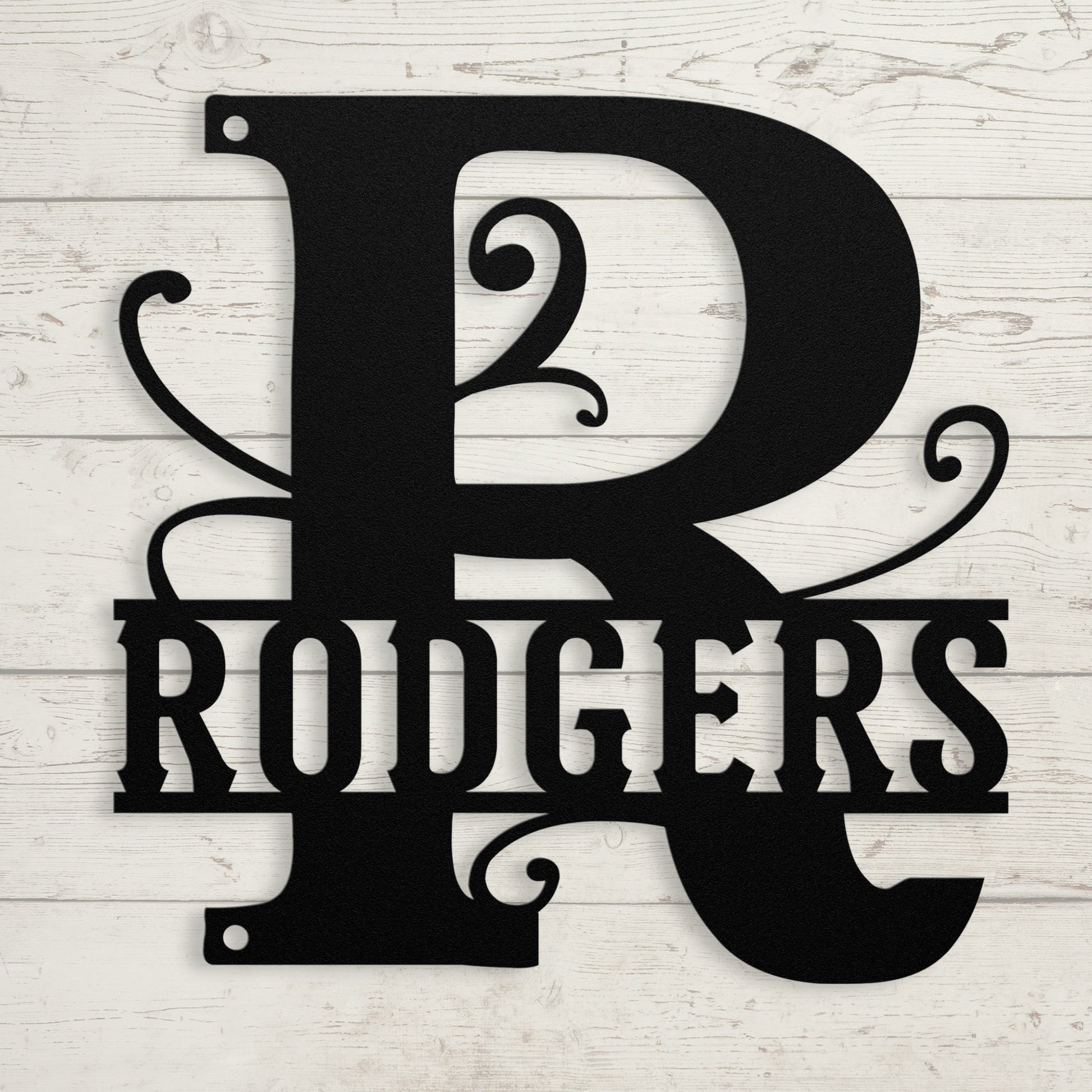 Elegant Split Letter Monogram Metal Sign – Personalized Family Name Wall Art for Front Door & Porch Décor - BullyBellyMetal Sign