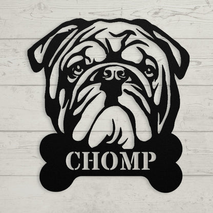 English Bulldog Bistro - Food Bowl Metal Sign - BullyBellyMetal Sign