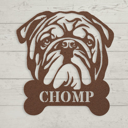 English Bulldog Bistro - Food Bowl Metal Sign - BullyBellyMetal Sign