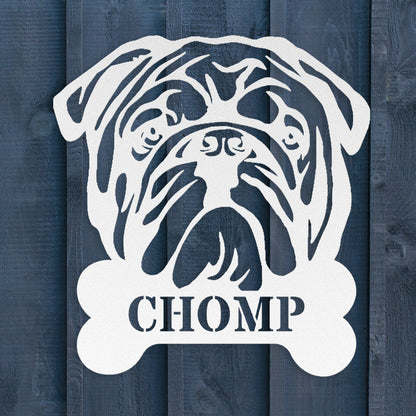 English Bulldog Bistro - Food Bowl Metal Sign - BullyBellyMetal Sign