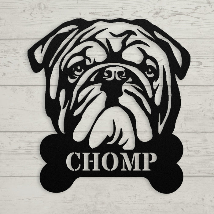 English Bulldog Bistro - Food Bowl Sign - BullyBellyMetal Sign