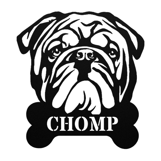 English Bulldog Bistro - Food Bowl Sign - BullyBellyMetal Sign