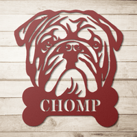 English Bulldog Bistro - Food Bowl Sign - BullyBellyMetal Sign