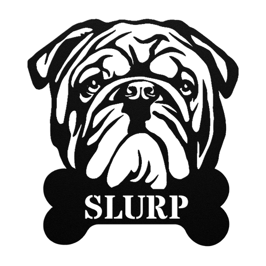 English Bulldog Bistro - Water Bowl Sign - BullyBellyMetal Sign
