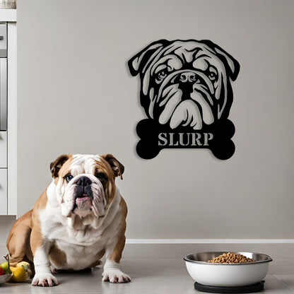 English Bulldog Bistro - Water Bowl Sign - BullyBellyMetal Sign